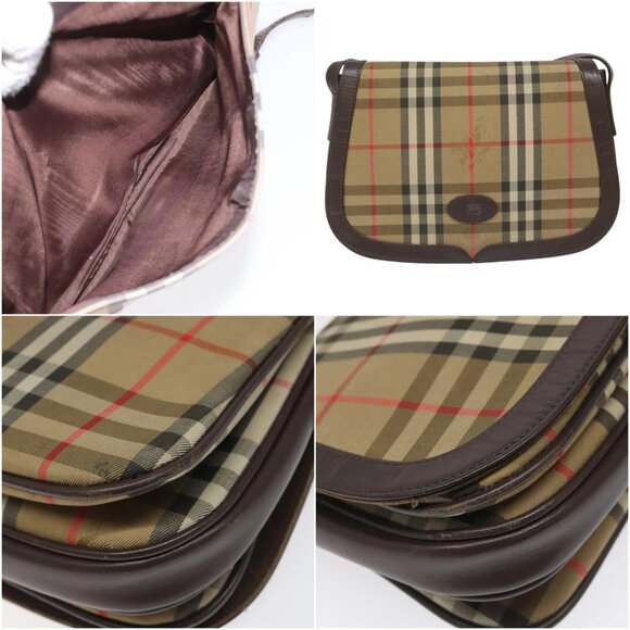 Burberrys Nova Check Shoulder Bag Canvas Beige Gold Auth 114798 - Picture 15 of 16